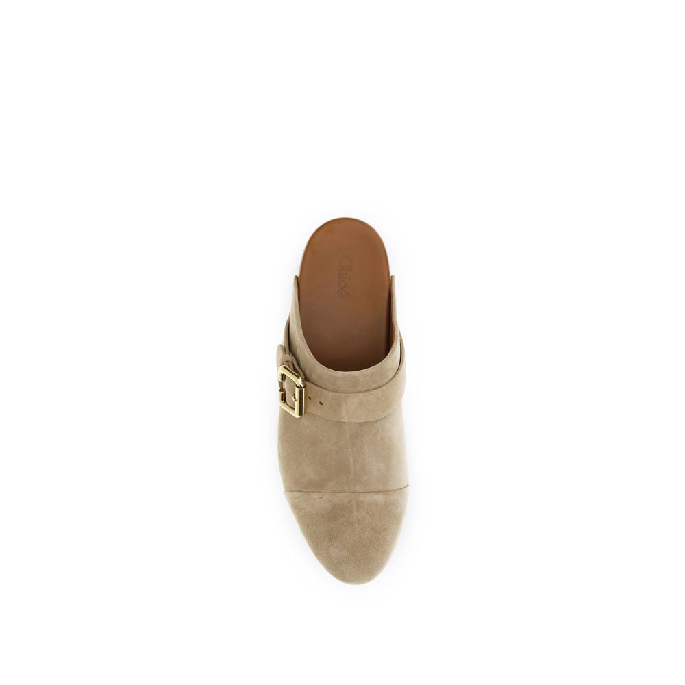 Chloé Zoccoli Beige in Pelle di Vitello Bos Taurus
