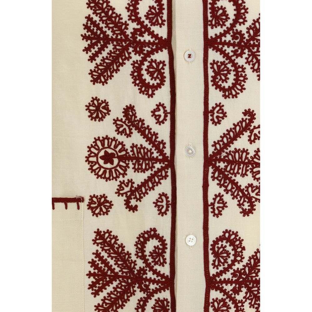 Chemise Baziszt en chanvre à motif beige