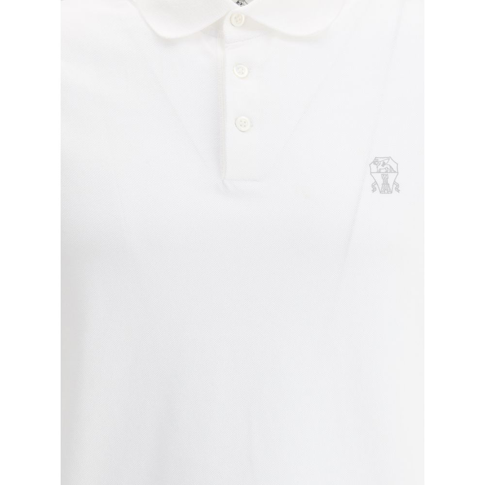 Polo Brunello Cucinelli in cotone bianco