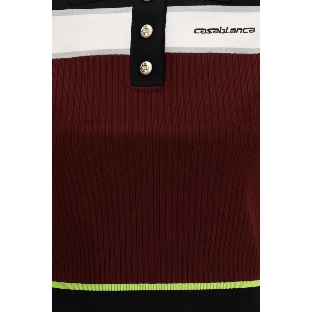Casablanca Bordeaux Viscose Polo Shirt