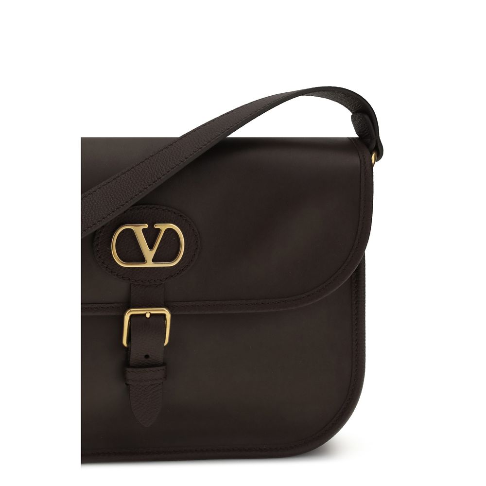 Borsa a tracolla Valentino Garavani Bos Taurus in pelle di vitello marrone