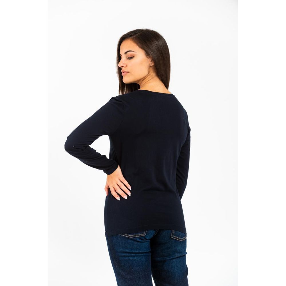 T-shirt a maniche lunghe in cotone blu Gas