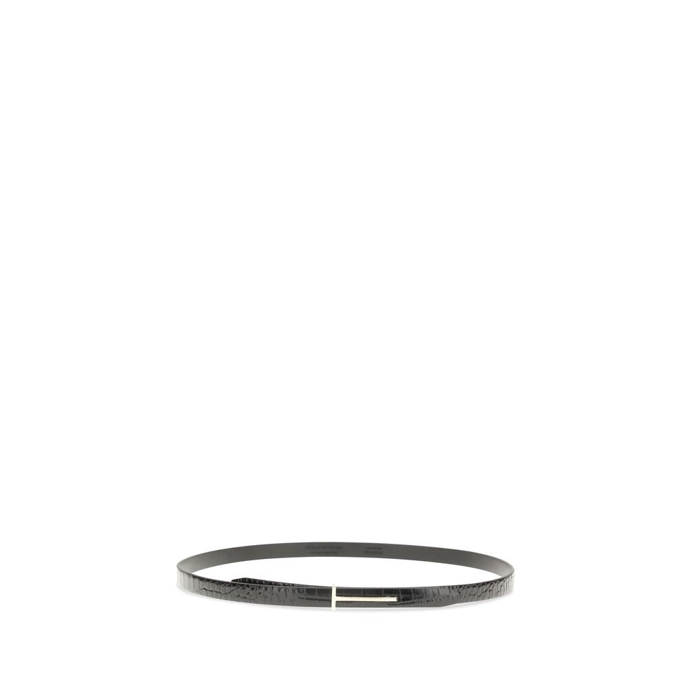 Cintura sottile in pelle nera Tom Ford