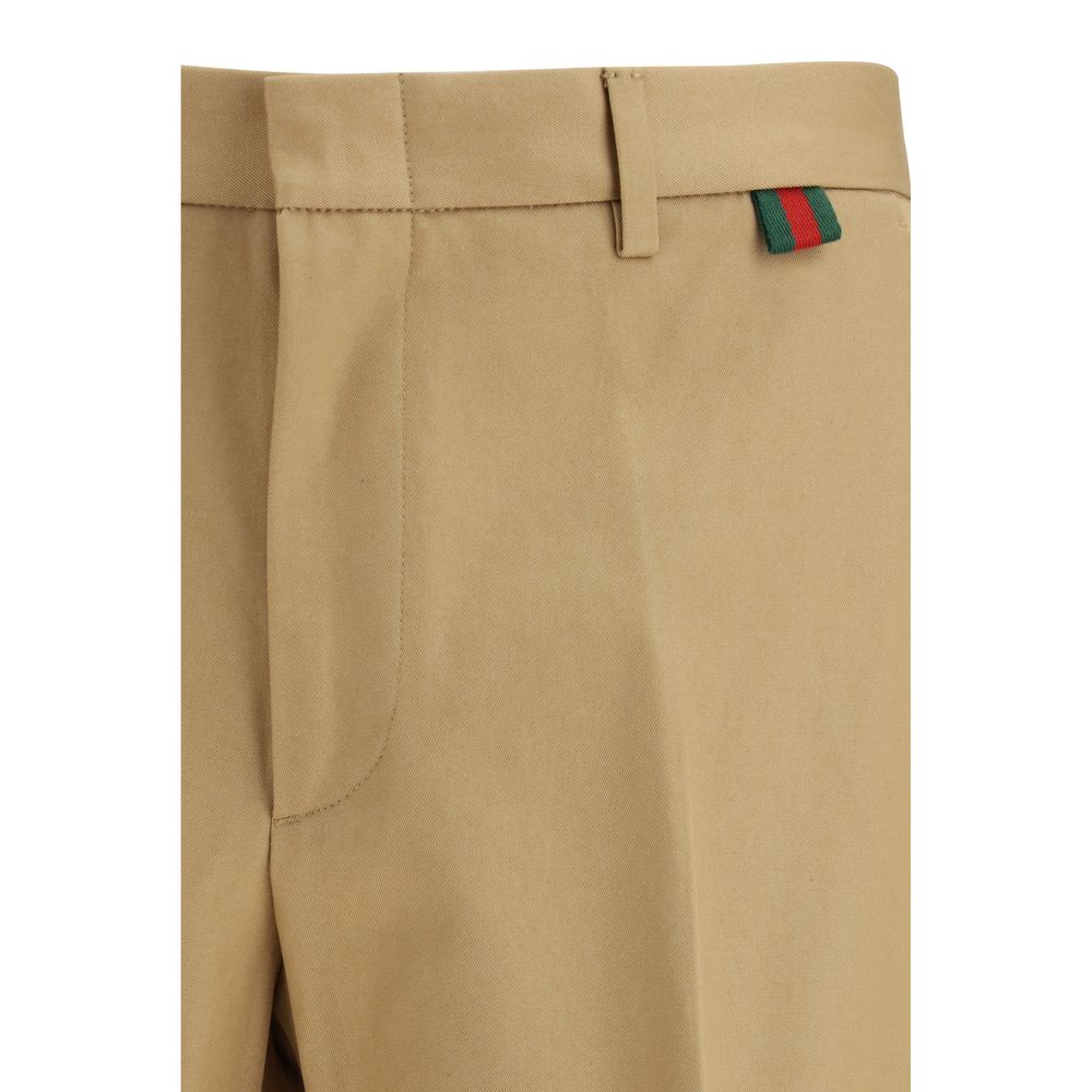 Pantalon décontracté en coton beige Gucci