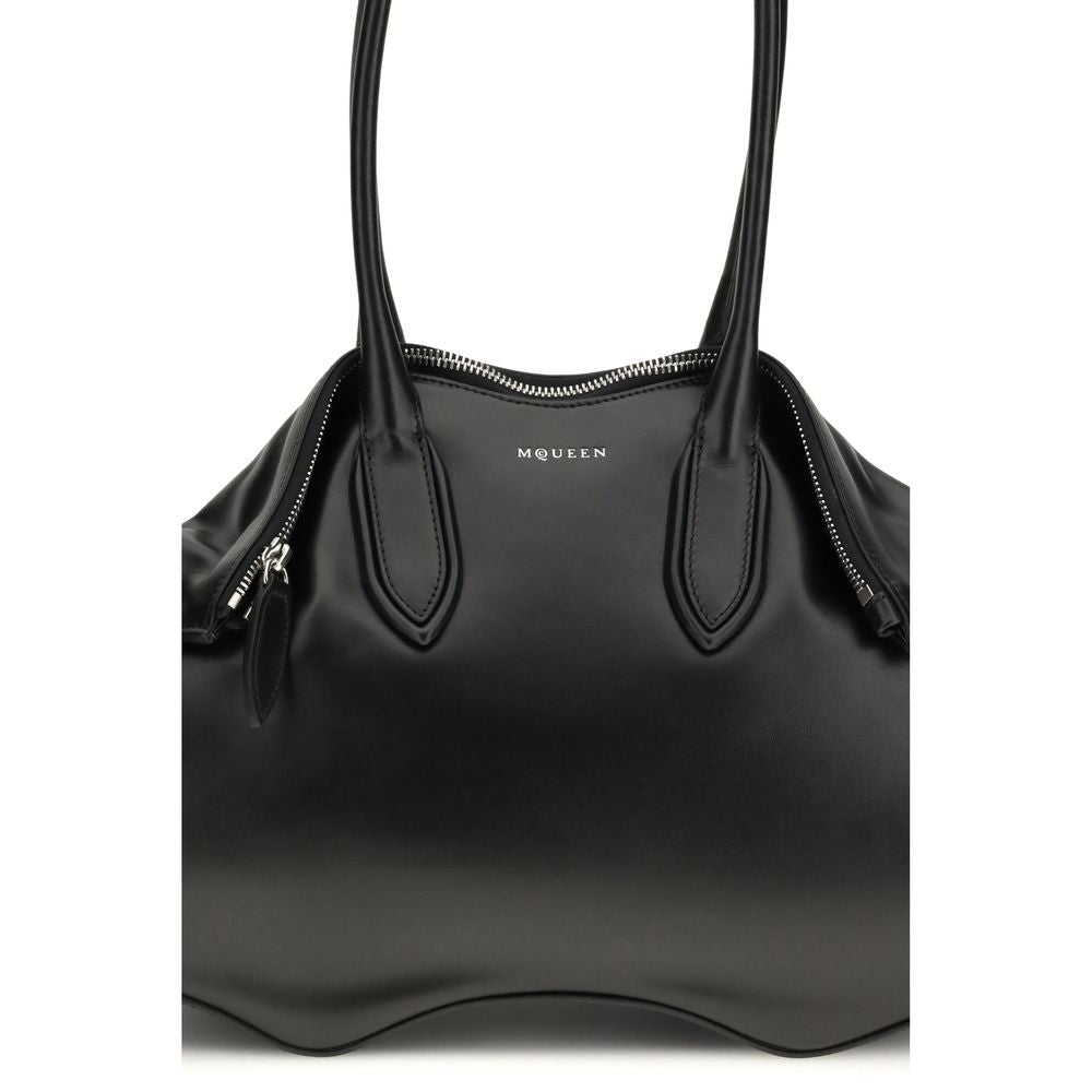 Borsa a tracolla Alexander McQueen in pelle di vitello nera Bos Taurus