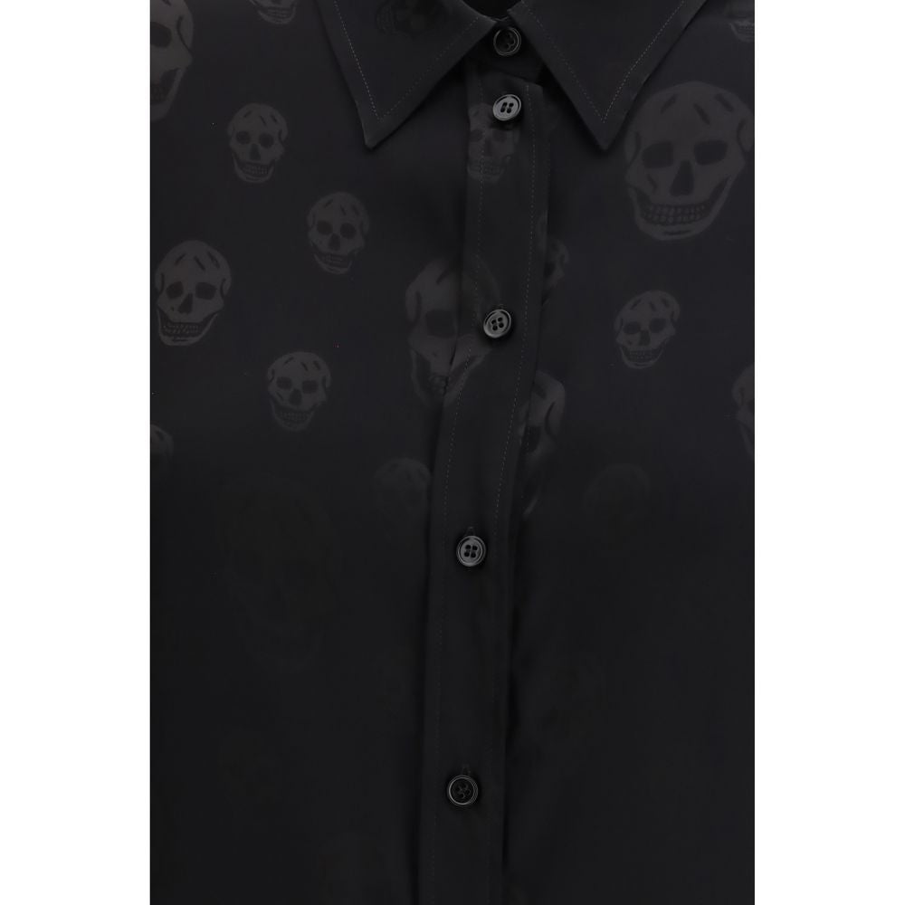 Alexander McQueen Camicia Nera Fantasia in Viscosa
