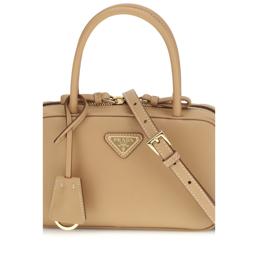 Borsa a mano Prada in pelle di vitello beige Bos Taurus