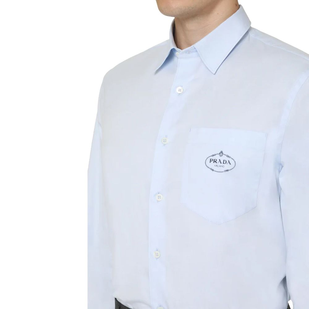 Chemise en coton bleue Prada