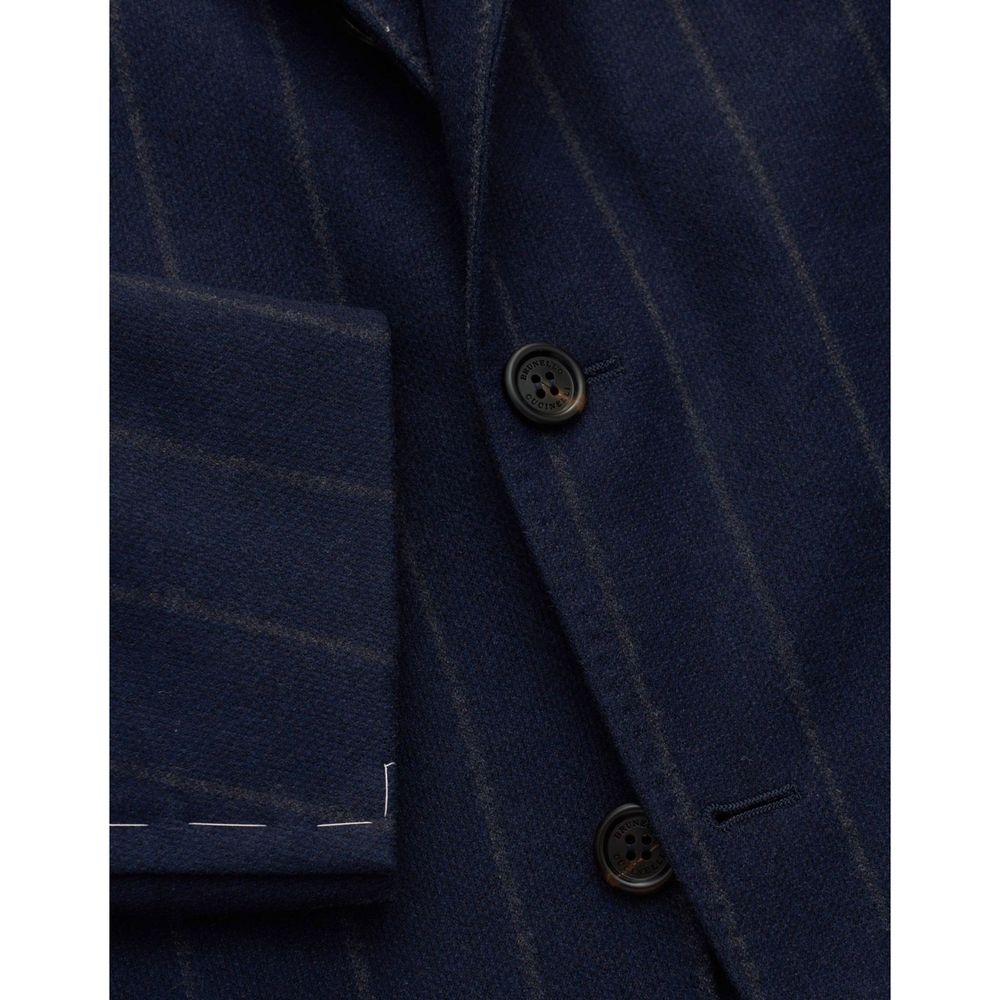 Veste de blazer en laine vierge bleue Brunello Cucinelli