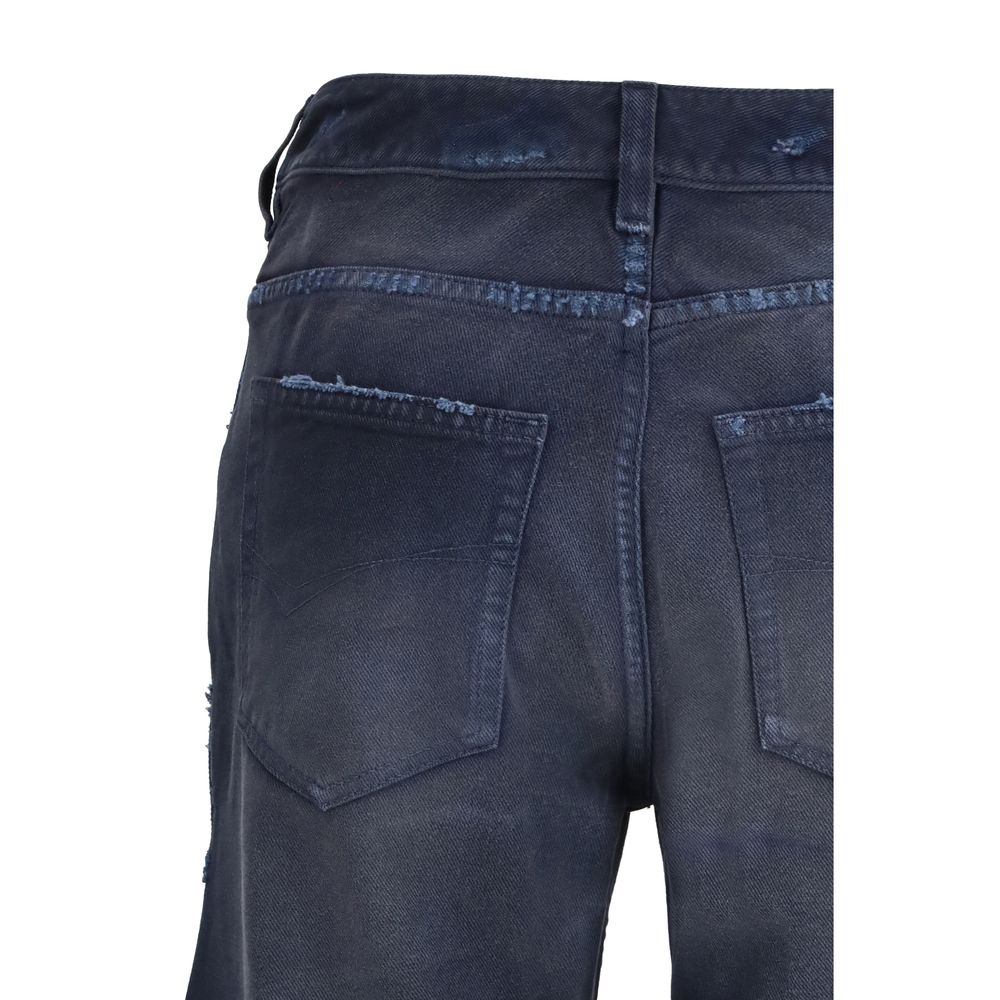 Jeans svasati Balenciaga in cotone blu