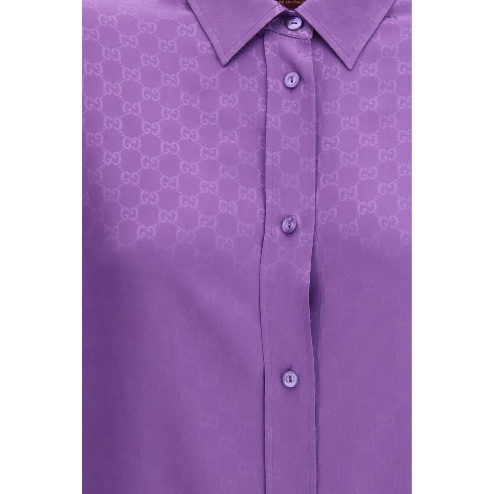 Camicia di seta viola Gucci