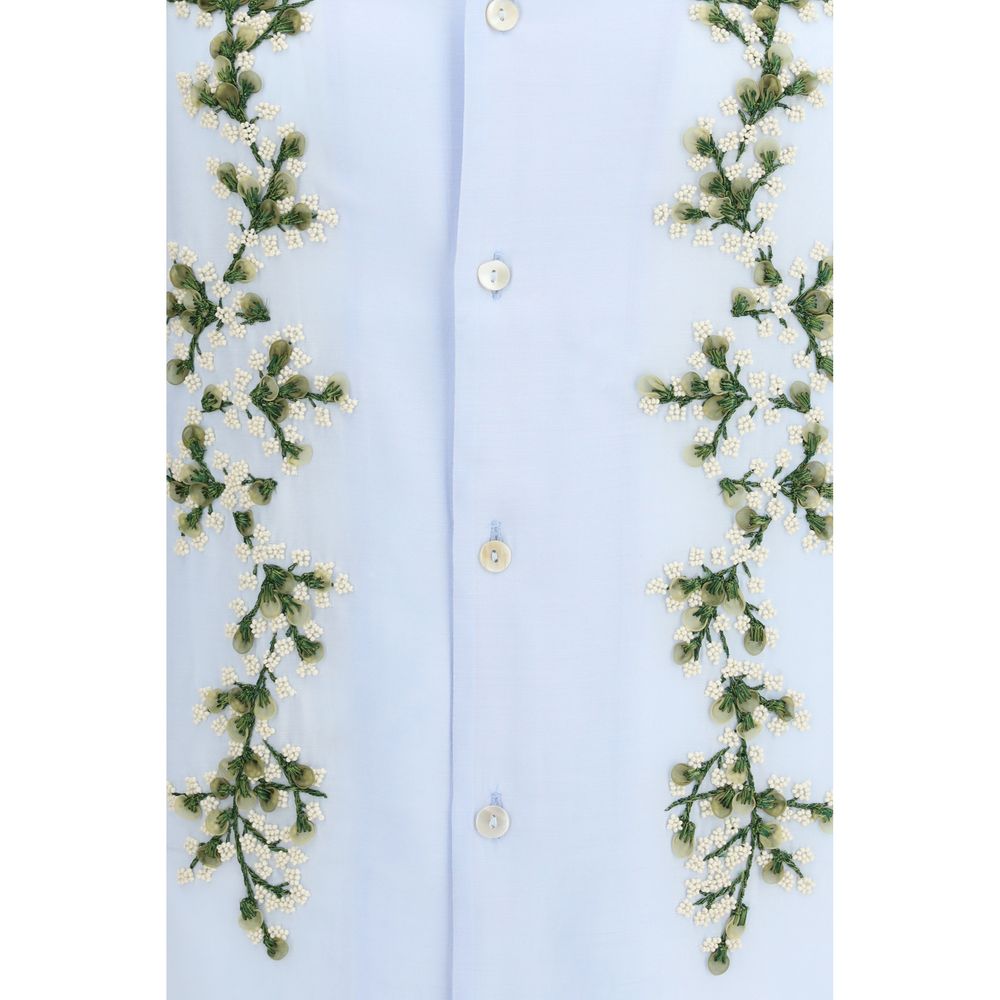 Baziszt Blue Cotton Dress Shirt