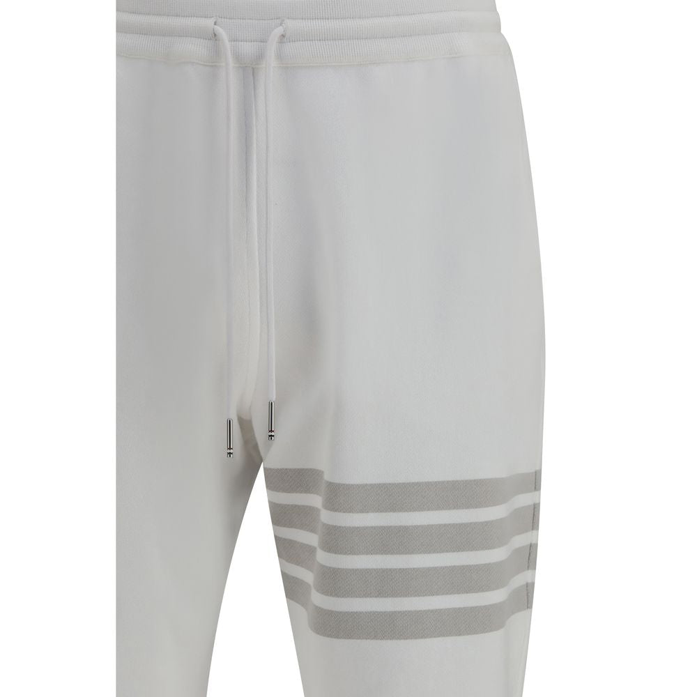 Thom Browne Joggers in cotone bianco (Pantaloni da allenamento)