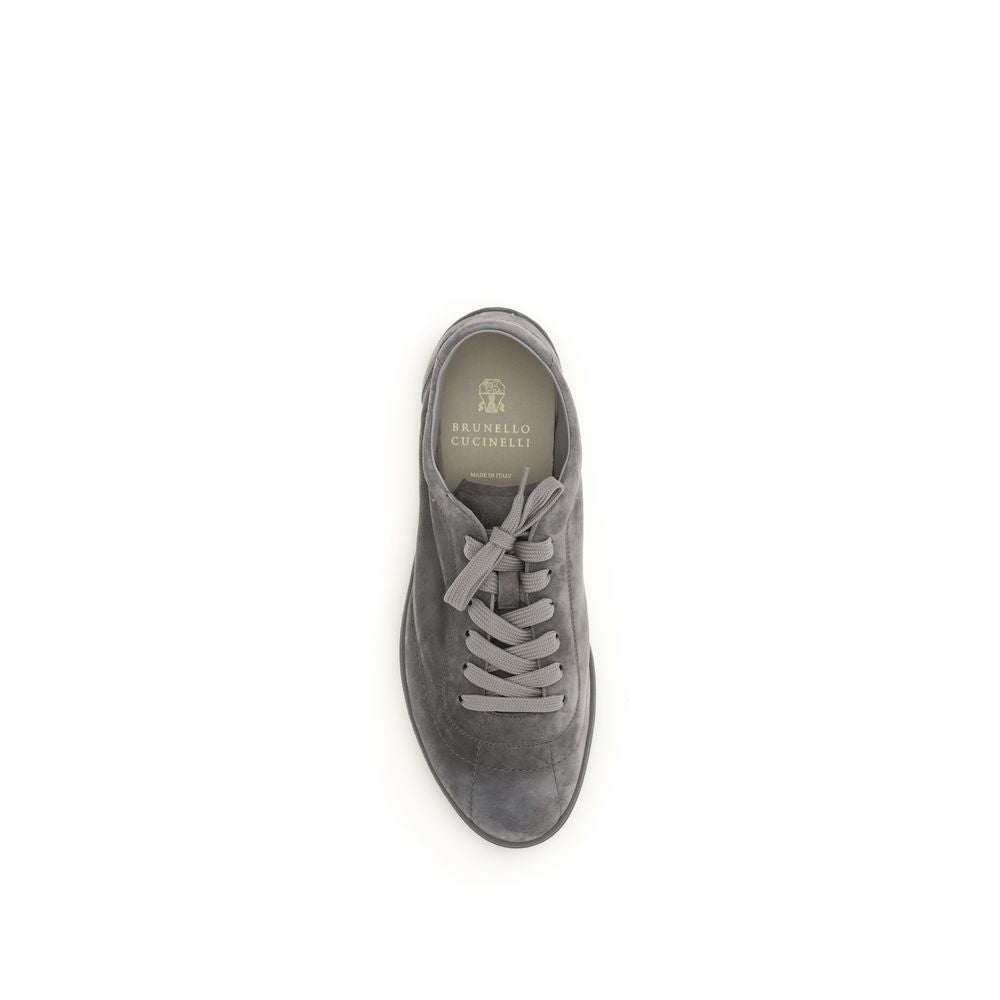 Sneakers basse Brunello Cucinelli in pelle di vitello grigia Bos Taurus