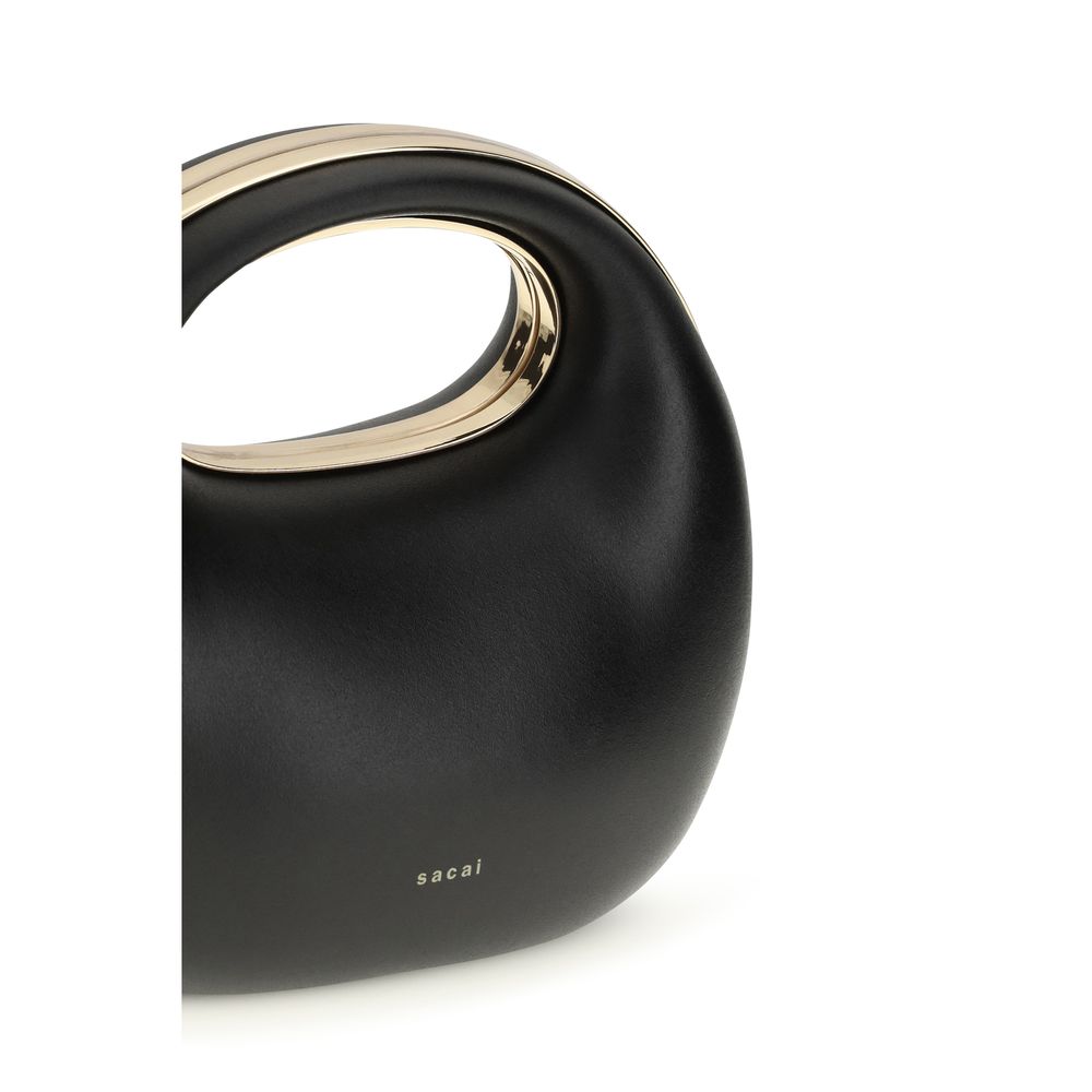 Borsa Sacai in pelle di vitello nera Bos Taurus