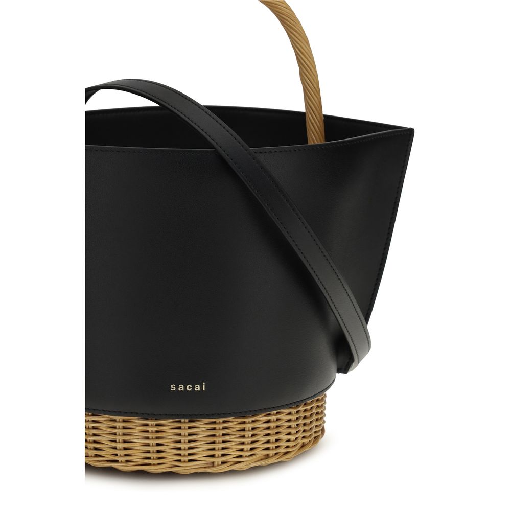 Sac Sacai en cuir de veau noir Bos Taurus
