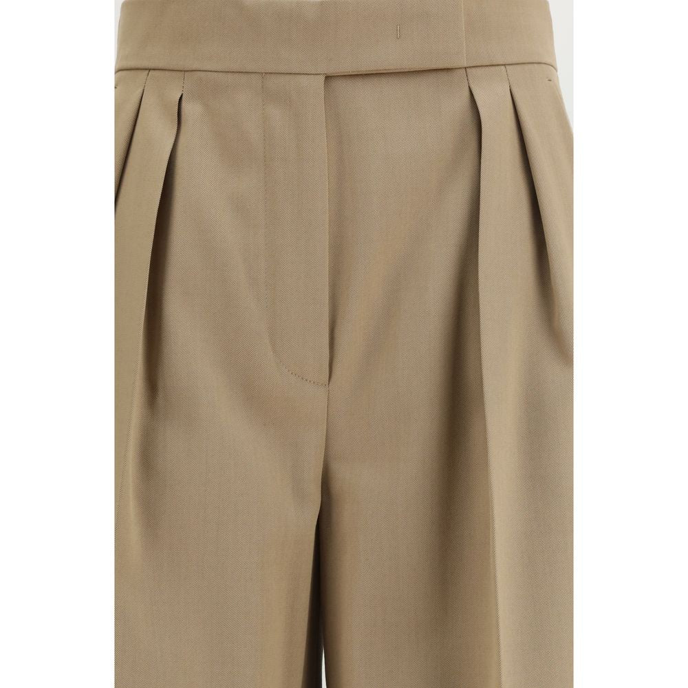 Max Mara Pantaloni Casual in Pile di Lana Beige