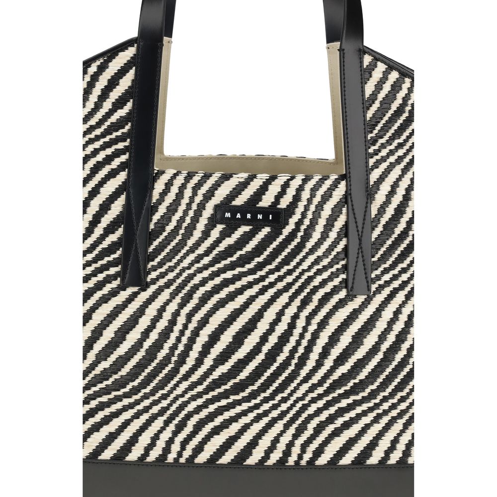 Sac porté épaule en polyamide noir Marni