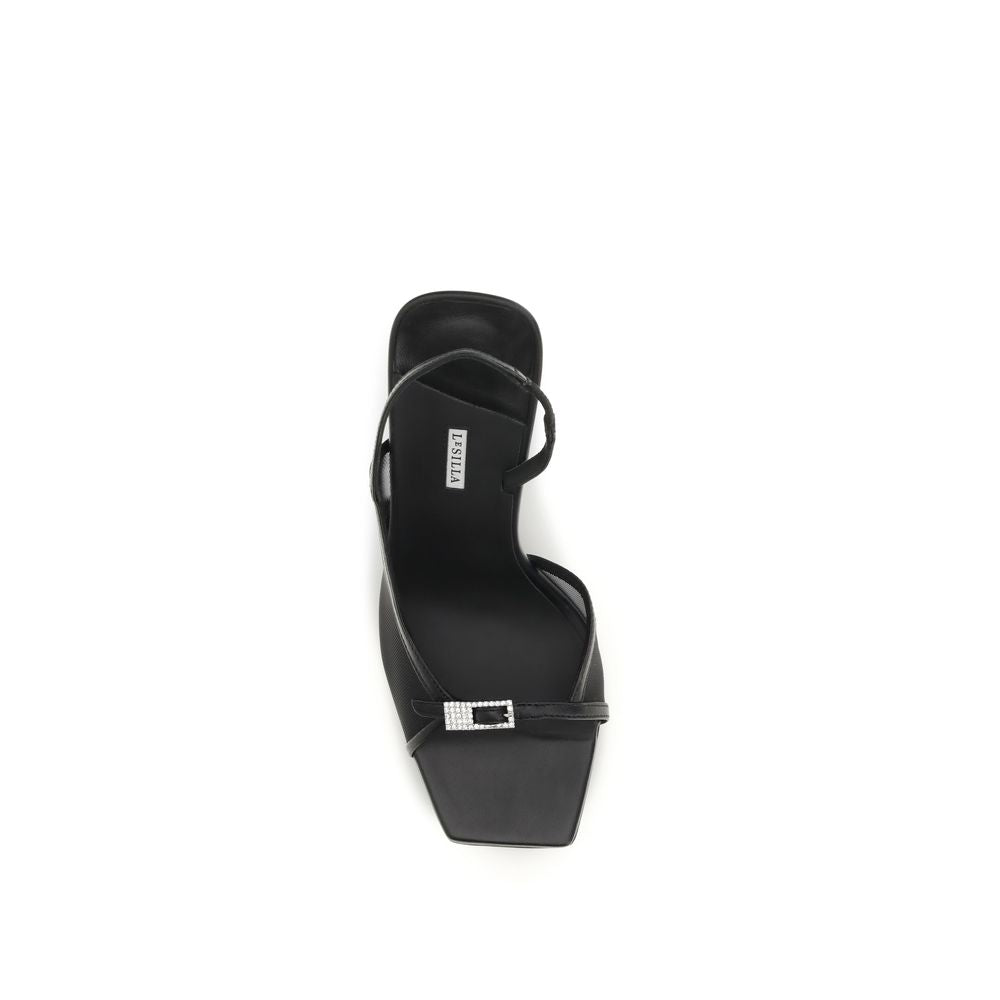LE SILLA Sandali in pelle di vitello nera con tacco a stiletto Bos Taurus