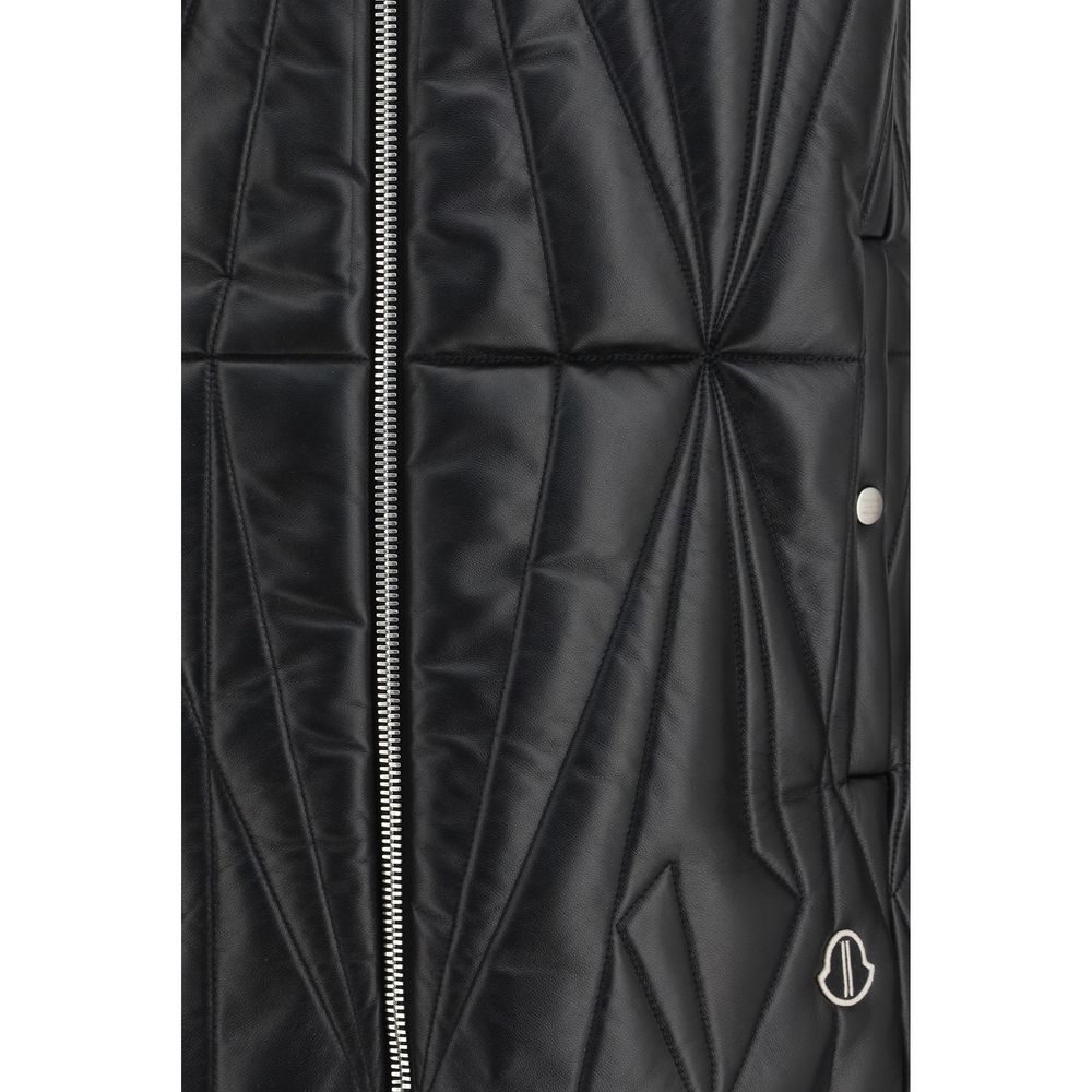 Moncler x Rick Owens Gilet Nero Senza Maniche in Agnello Ovis Aries Aries
