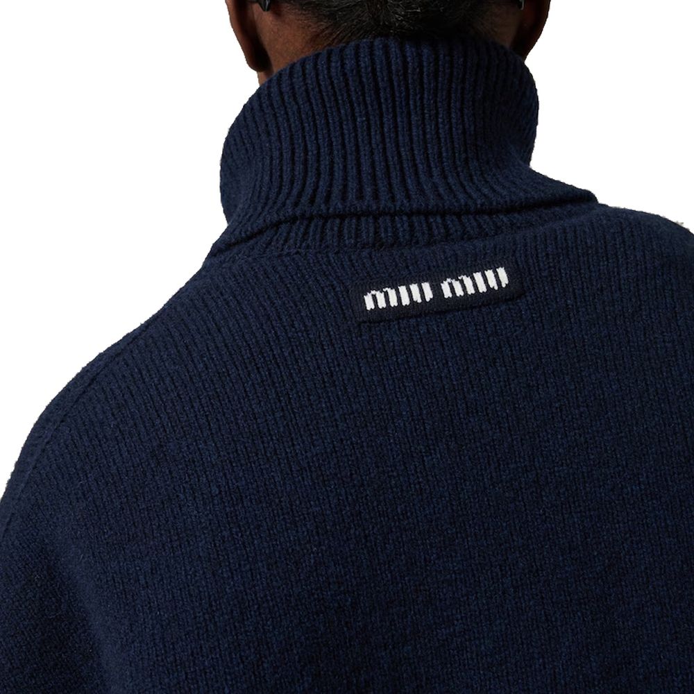 Col roulé en cachemire bleu Miu Miu