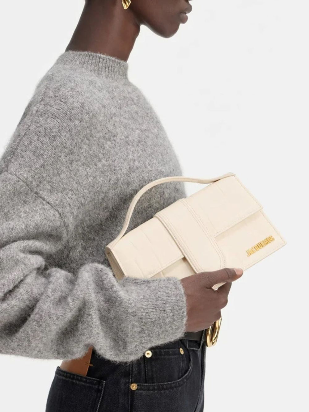 Sac à main Jacquemus Le Grand Bambino en ivoire Cocco