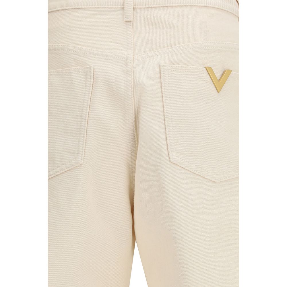 Pantaloni Casual Valentino in Cotone Beige