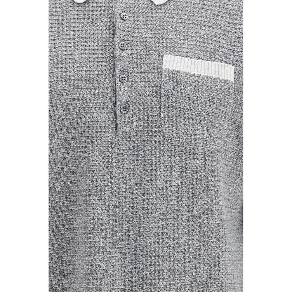 Camicia elegante Thom Browne in lino grigio