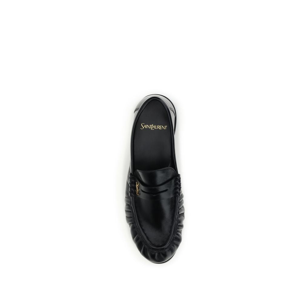 Mocassini slip-on Saint Laurent neri in pelle di agnello Ovis Aries Aries