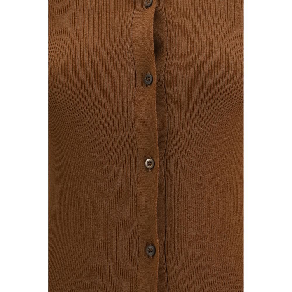 Cardigan in pile di lana marrone Prada