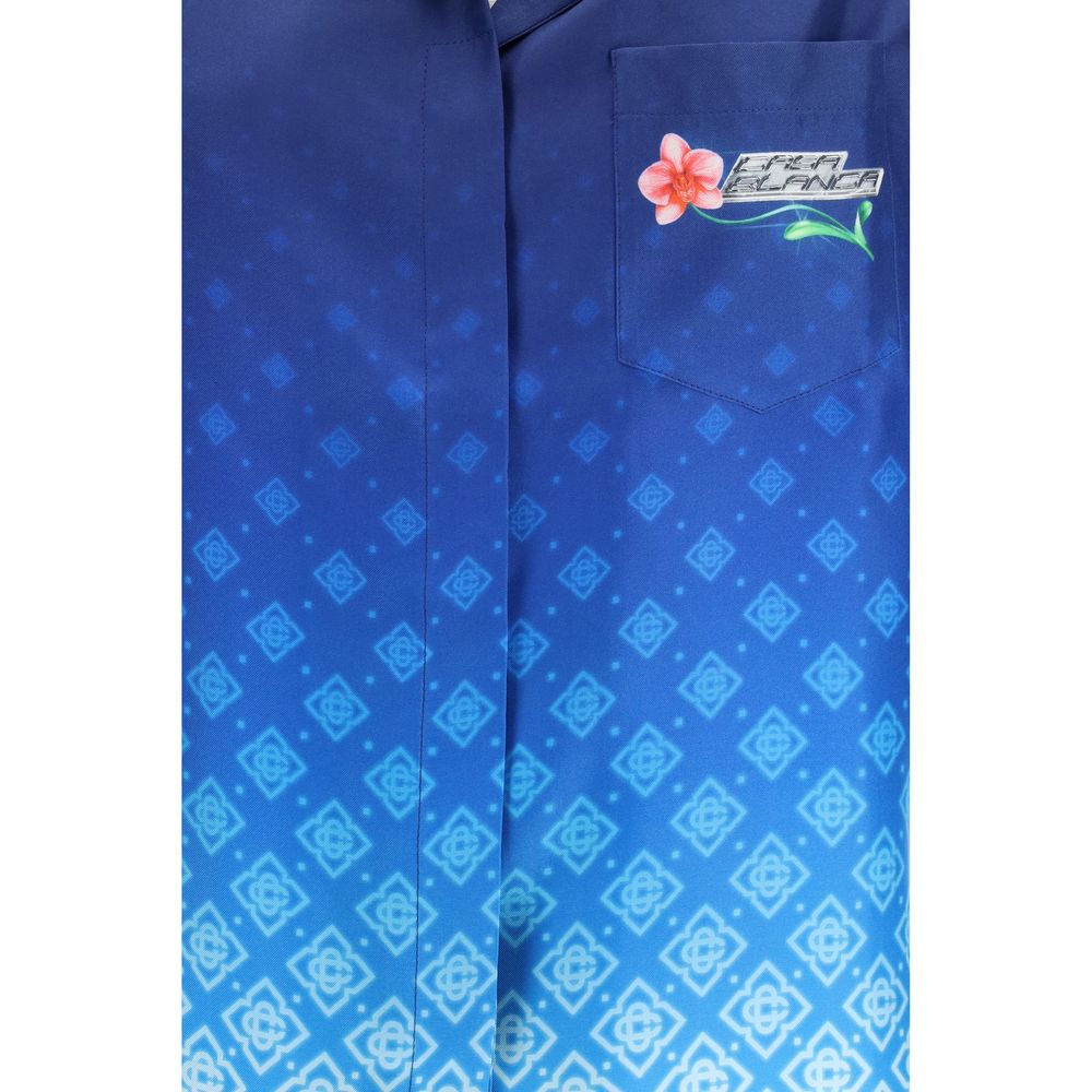 Camicia Casablanca Blue in Seta Fantasia
