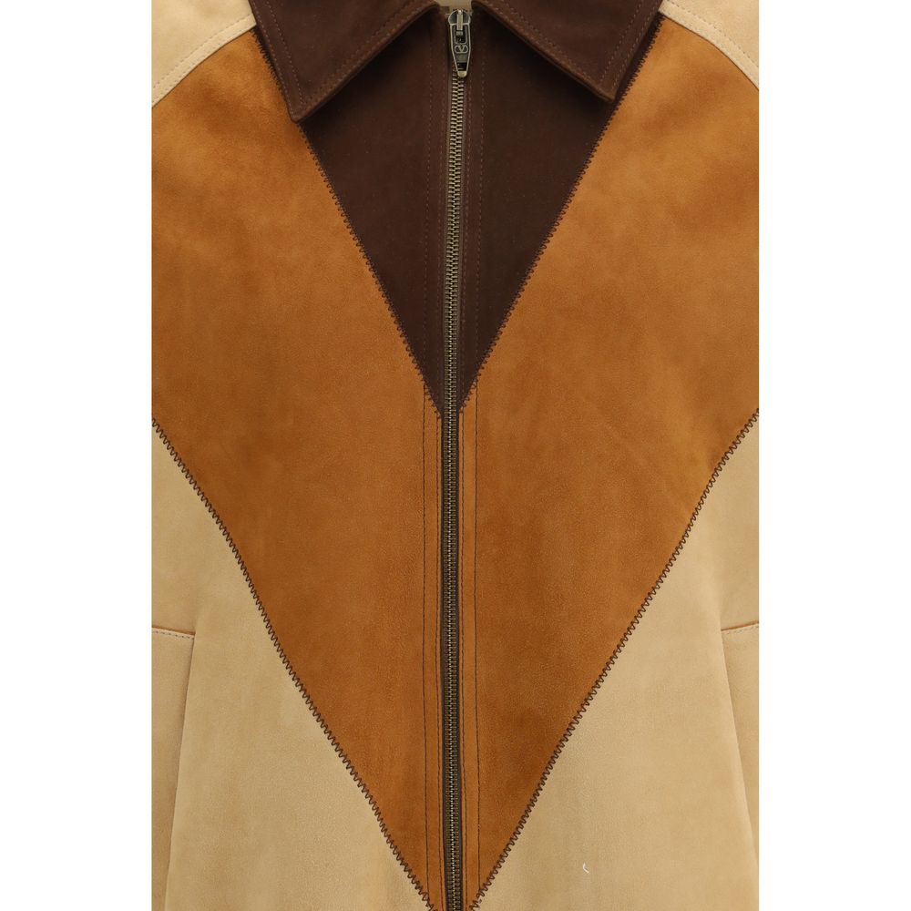 Giubbotto biker Valentino in pelle di capra marrone