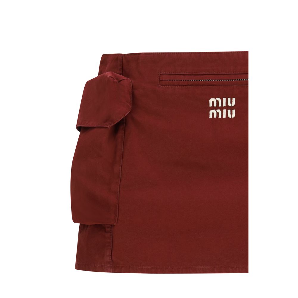 Minigonna Miu Miu in cotone bordeaux