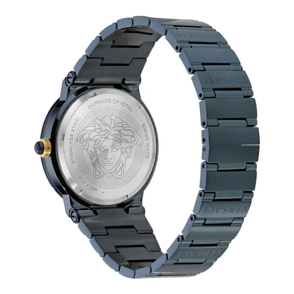 Montre habillée Versace bleue en acier inoxydable