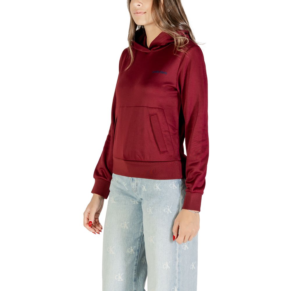 Felpa con cappuccio in cotone bordeaux Calvin Klein