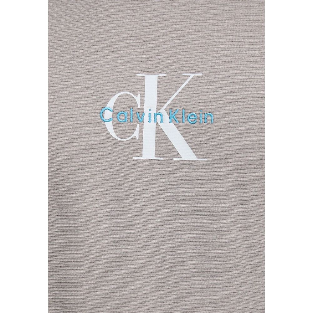 Felpa con cappuccio in cotone grigia Calvin Klein Jeans