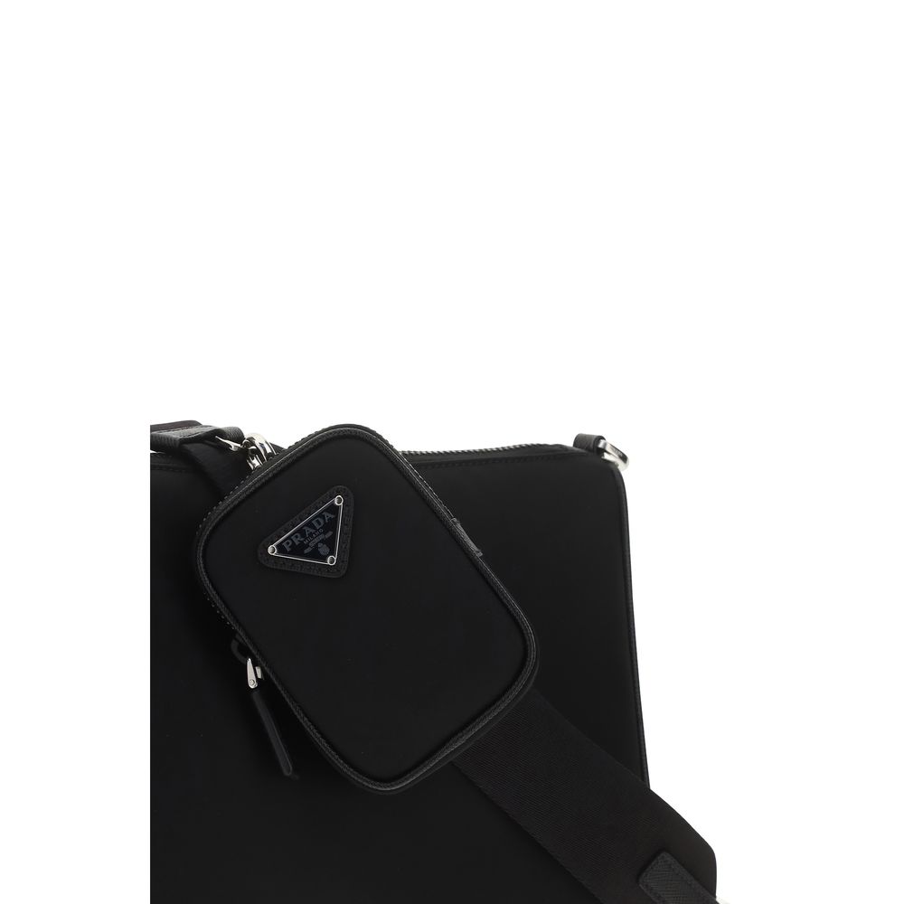 Borsa a Spalla Prada Nera in Poliammide Riciclata