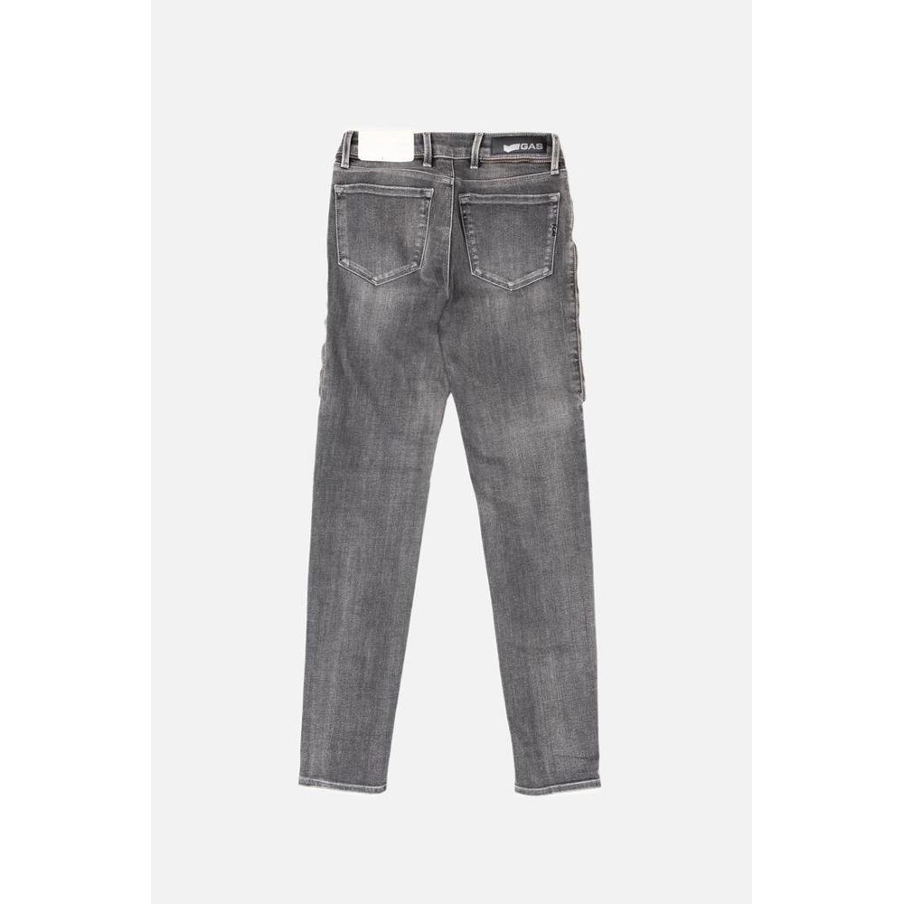 Jeans in Denim di Cotone Grigio Gas