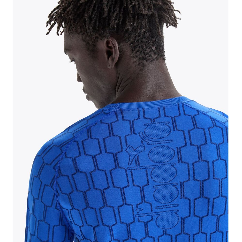 T-Shirt a maniche lunghe Diadora in poliammide blu