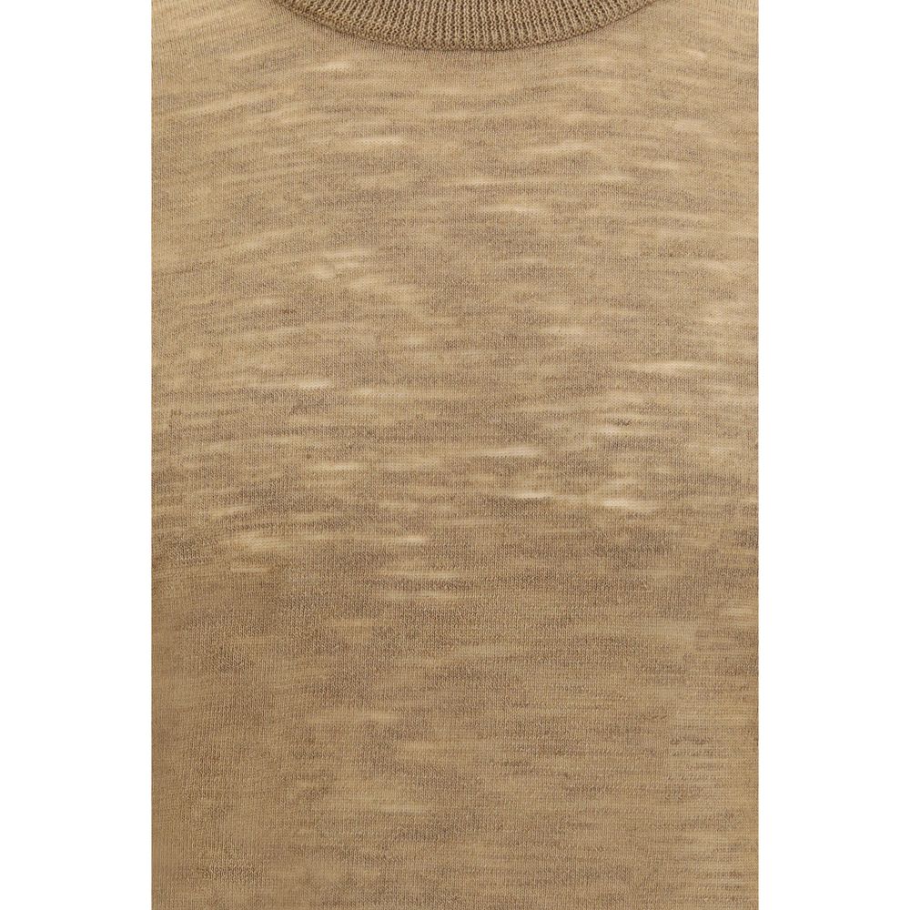 Camicia a maniche corte Brooksfield in lino beige