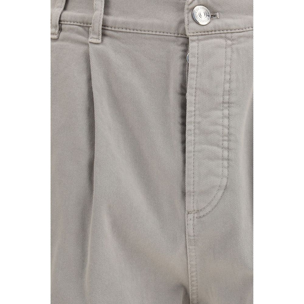 Brunello Cucinelli Pantaloni casual in cotone beige