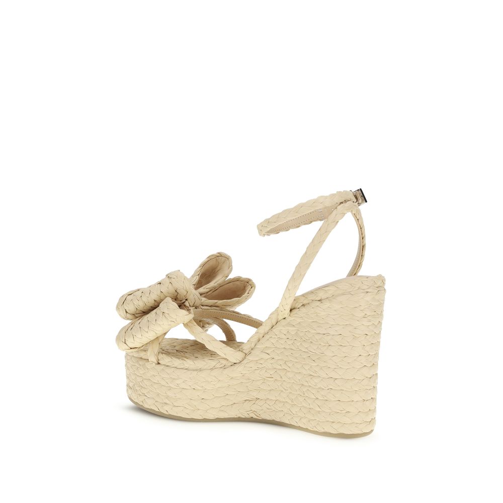 MACH & MACH Sandali Beige con Zeppa in Rafia