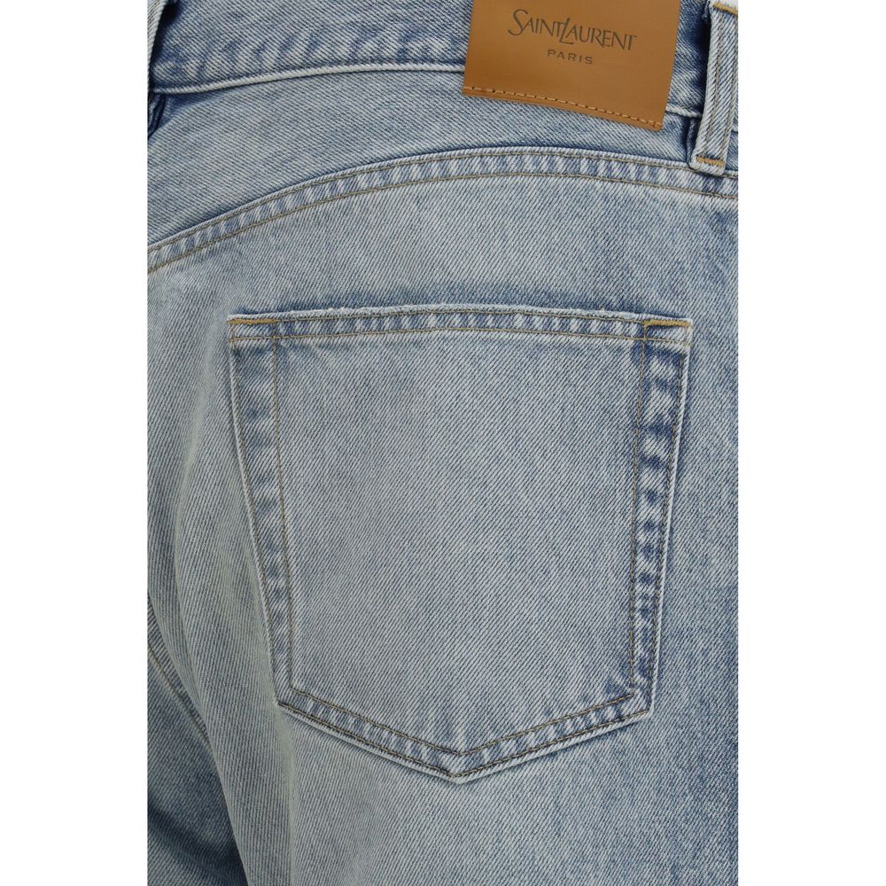 Jeans Saint Laurent blu in cotone a gamba dritta