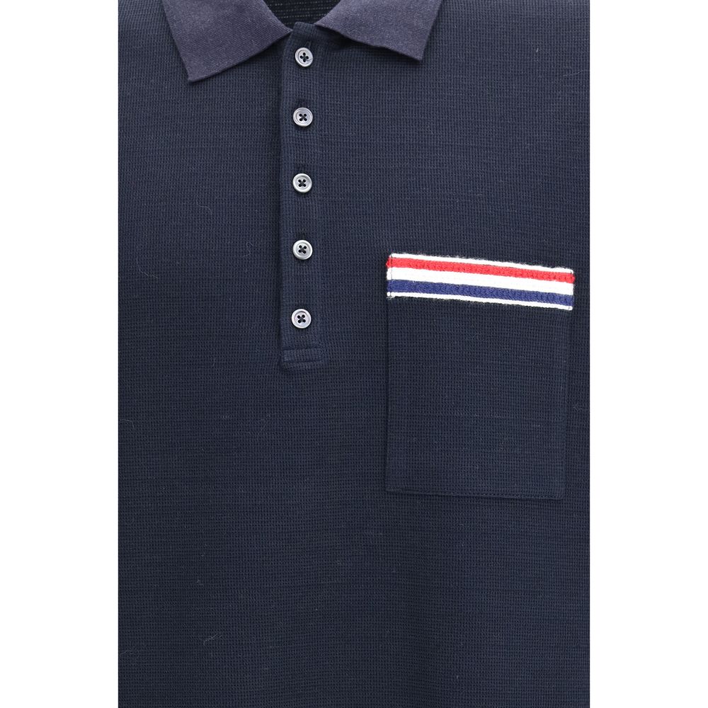 Polo in cotone blu Thom Browne