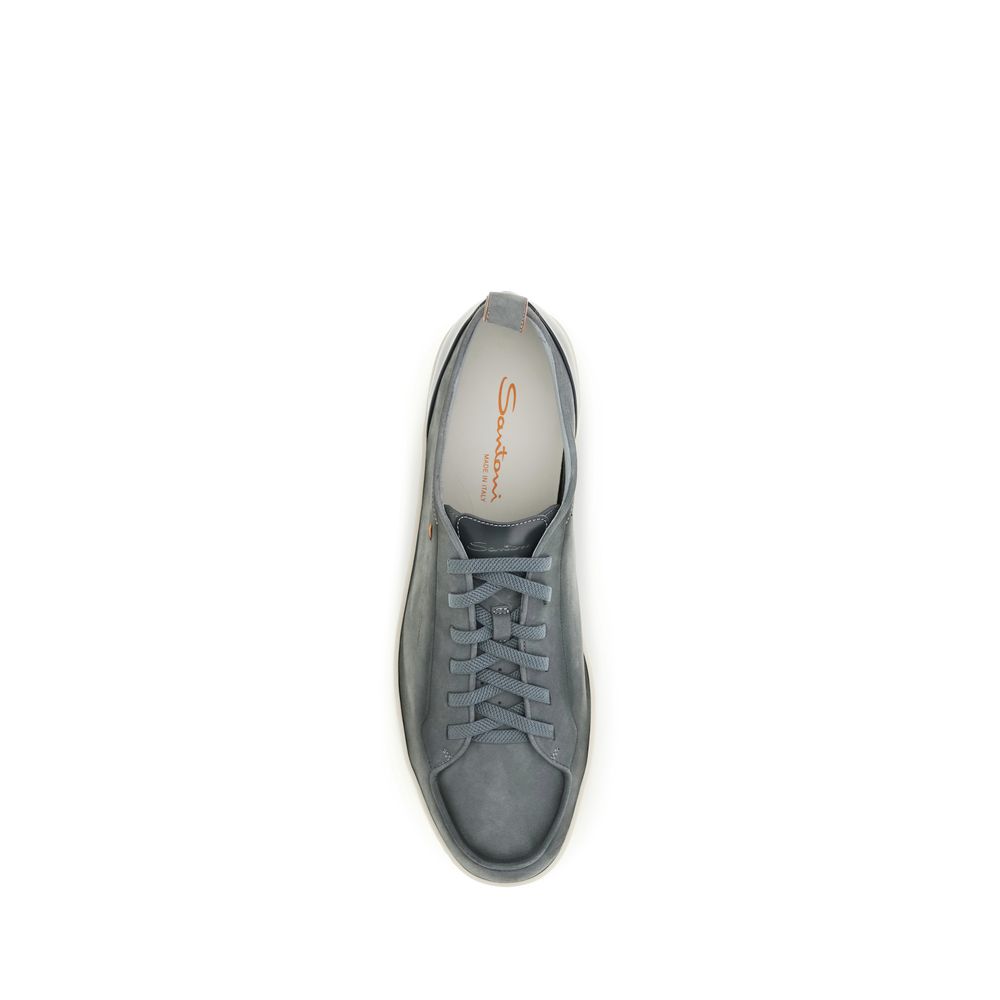 Baskets basses Santoni en cuir de veau gris Bos Taurus