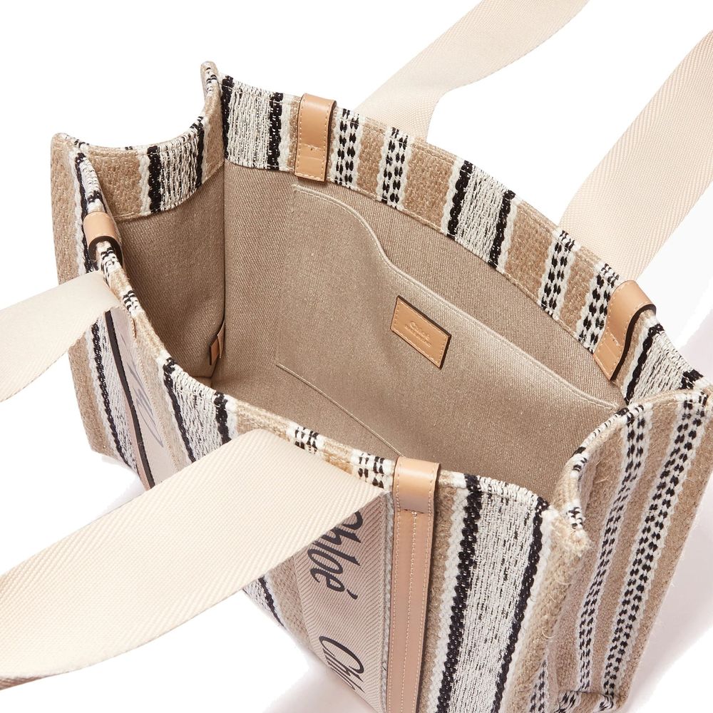 Borsa tote Chloé in lino beige