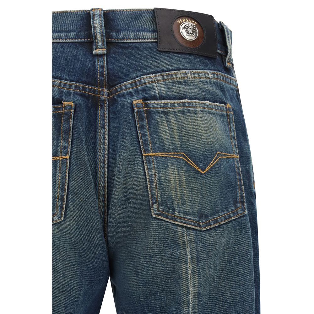 Jean droit en coton bleu Versace