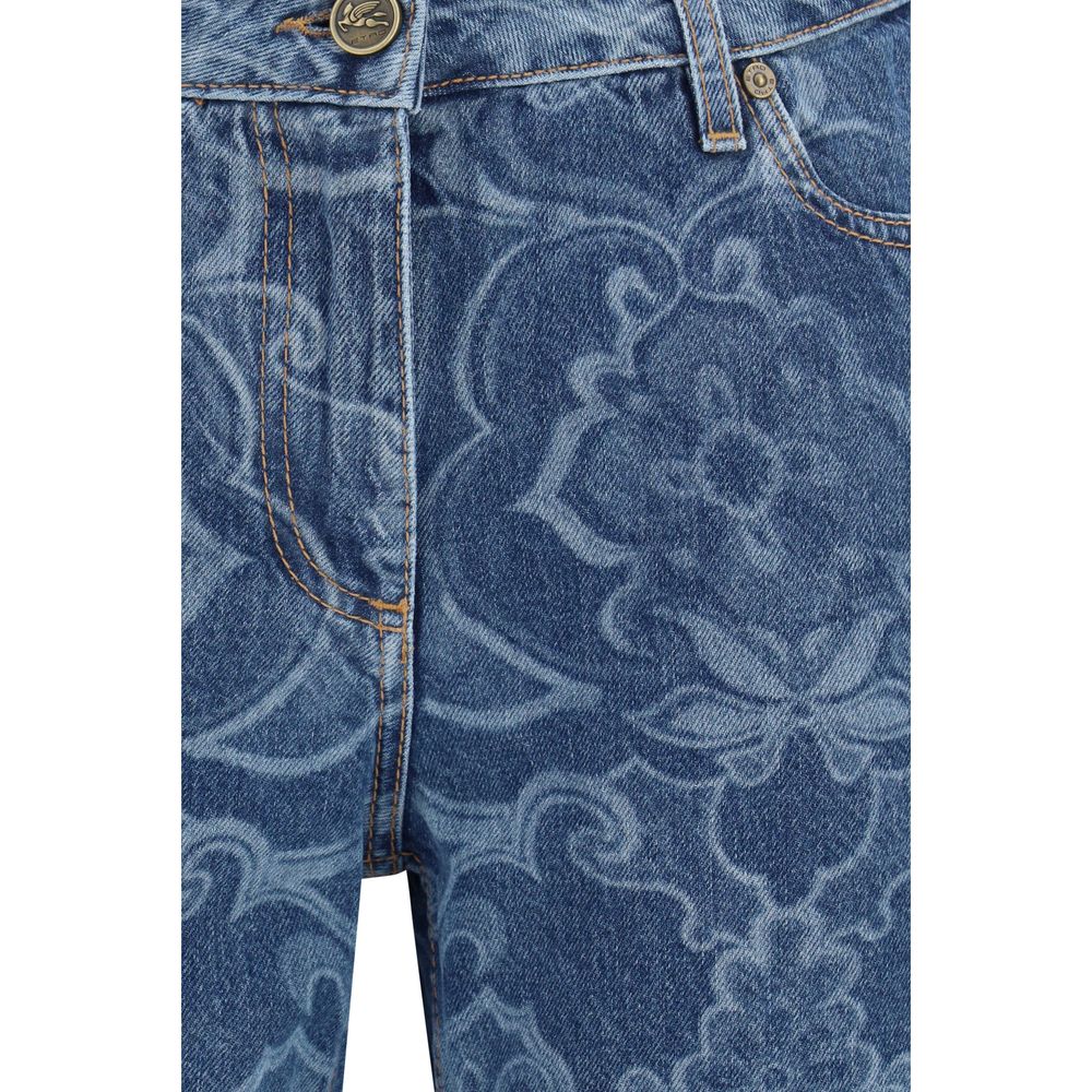 Etro Jeans Svasati in Cotone Blu