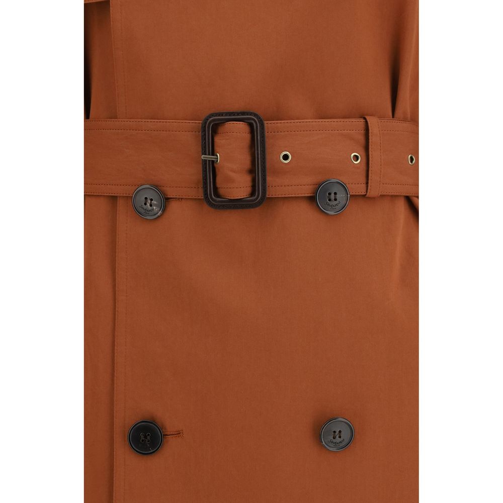 Trench-coat marron en coton Saint Laurent