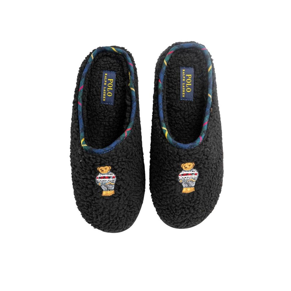 Pantoufles en coton noir Ralph Lauren